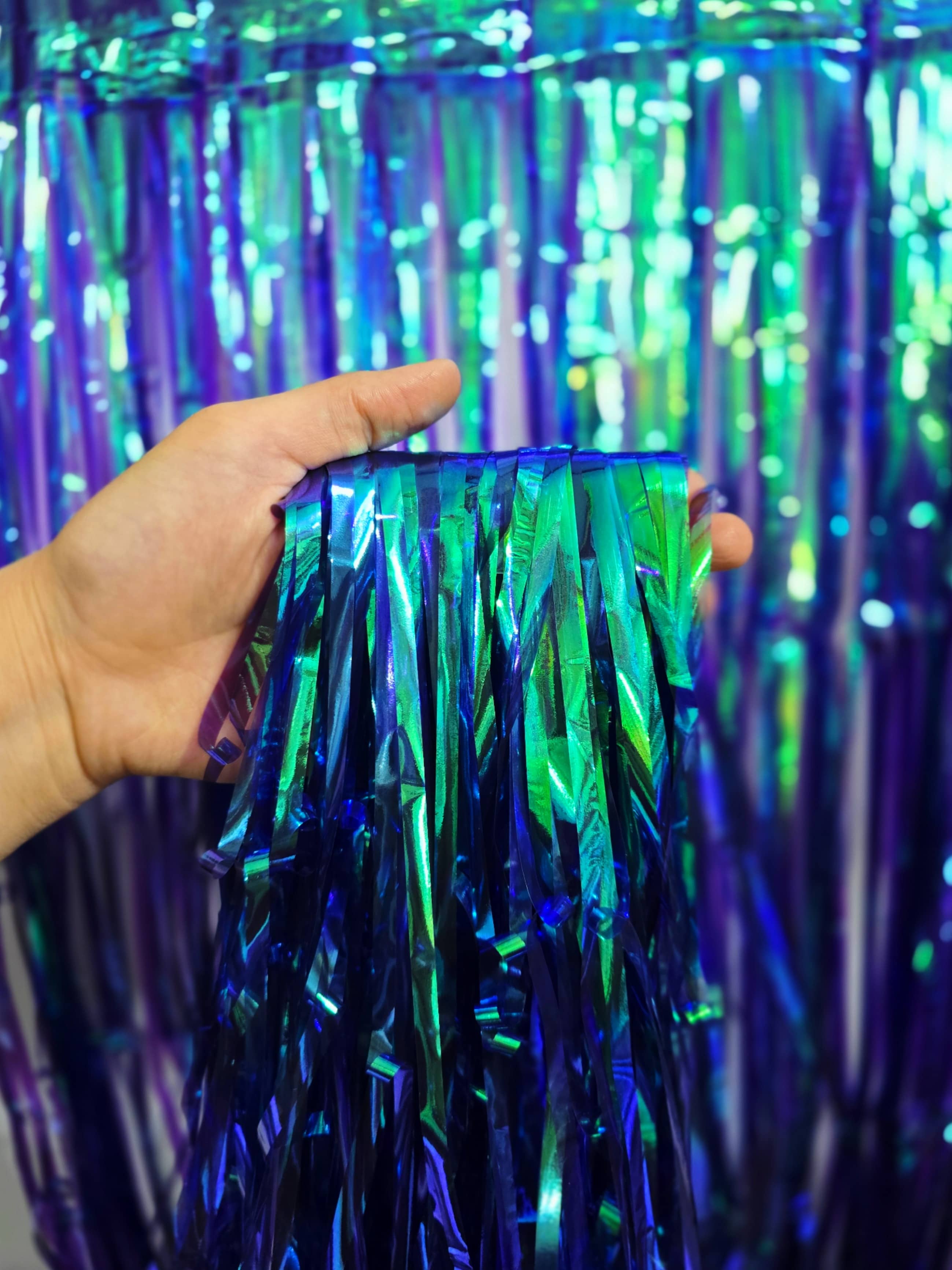 پرده رنگین کمان چسب دار آبی بنفش