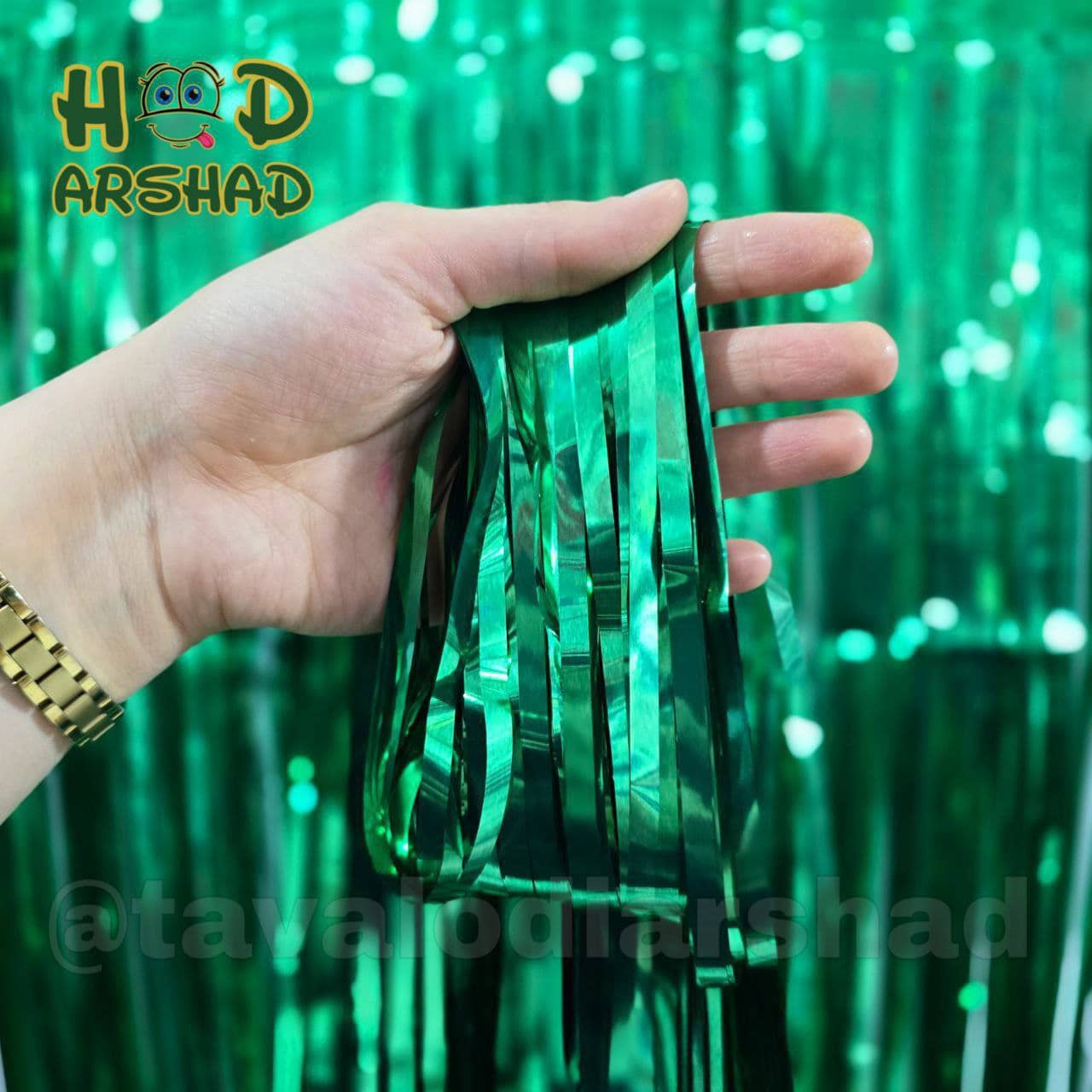 پرده متالایز چسب دار سبز