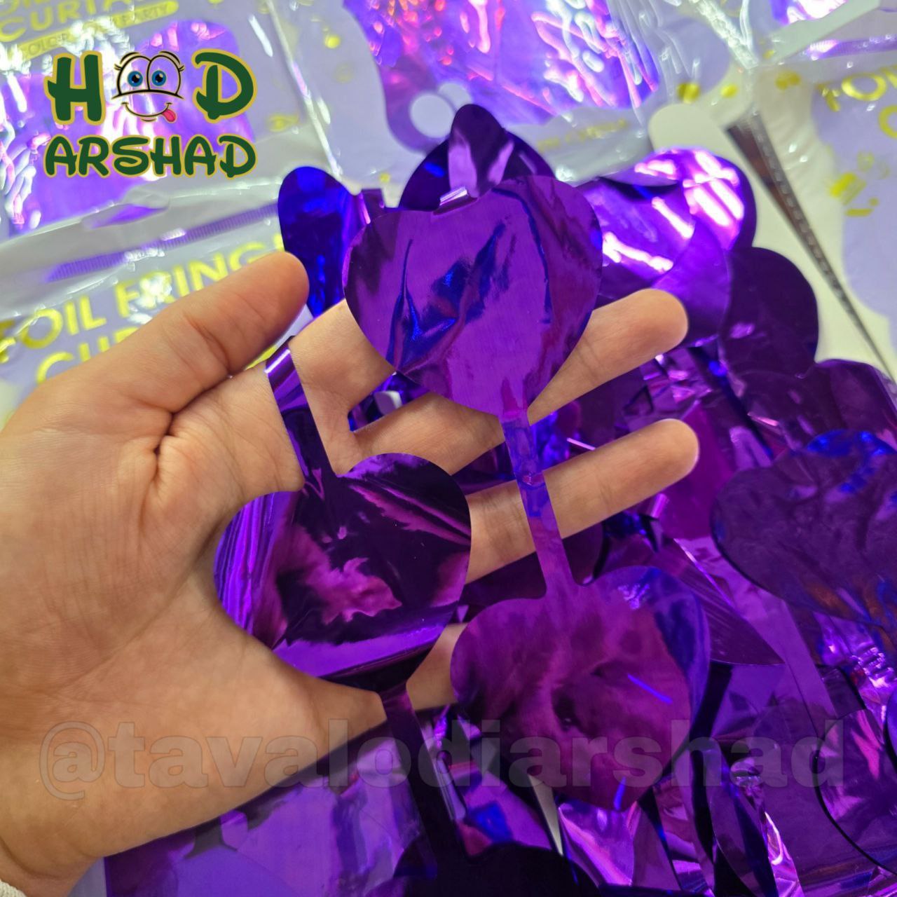 پرده متالایز قلبی چسب دار بنفش