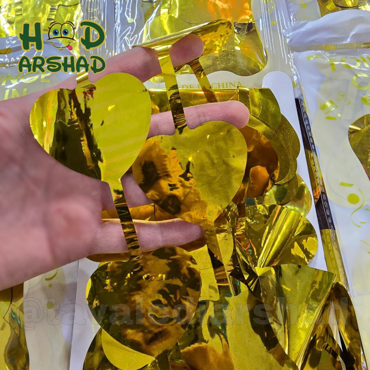 پرده متالایز قلبی چسب دار طلایی