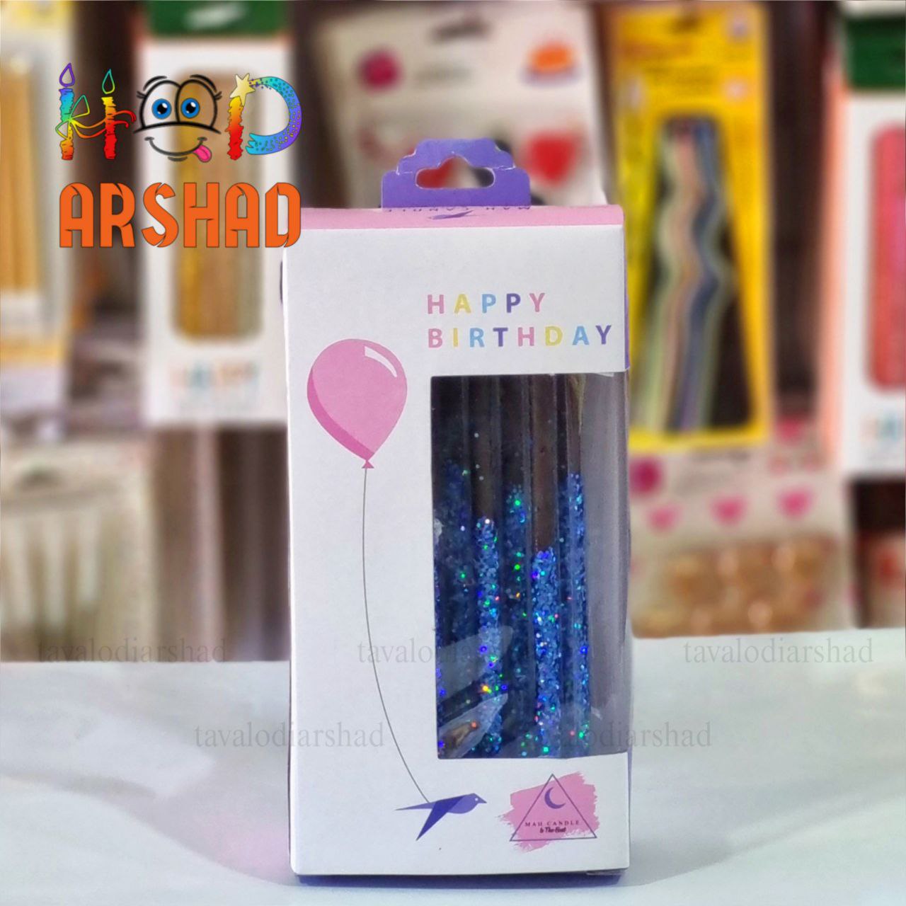 شمع لوکس 6 عددی آبی اکلیلی