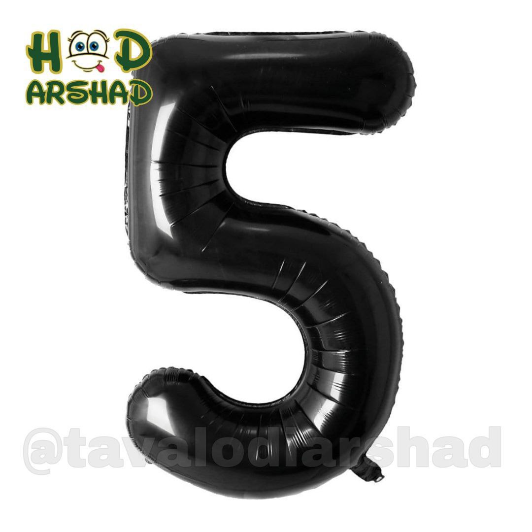 بادکنک فویلی عدد 5 مشکی ۲۶ اینچ