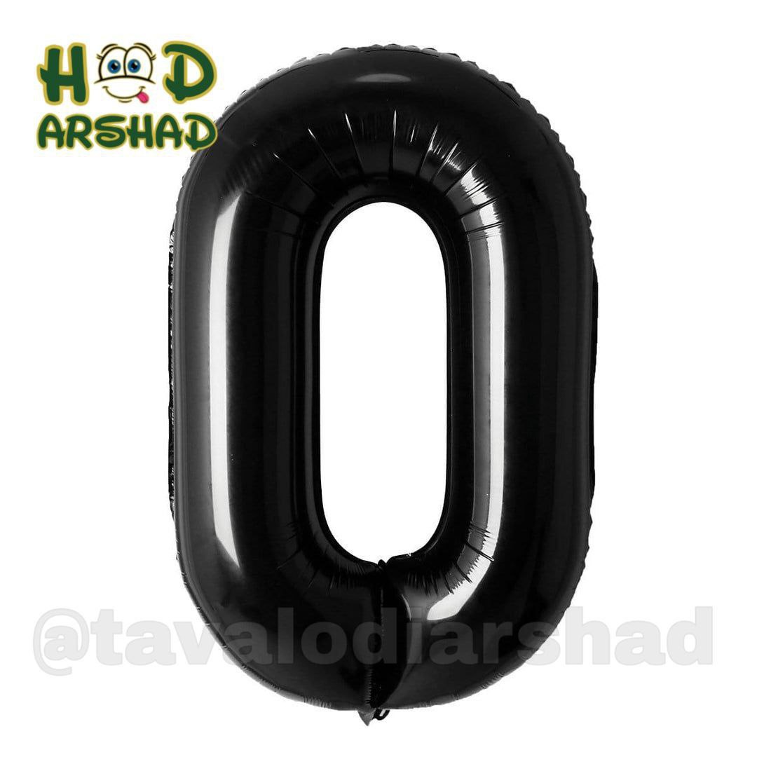 بادکنک فویلی عدد 0 مشکی ۲۶ اینچ