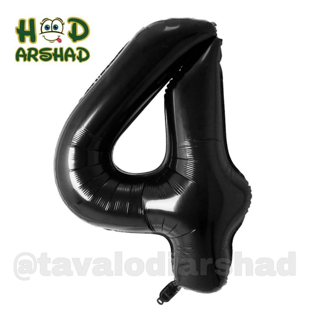بادکنک فویلی عدد 4 مشکی ۲۶ اینچ