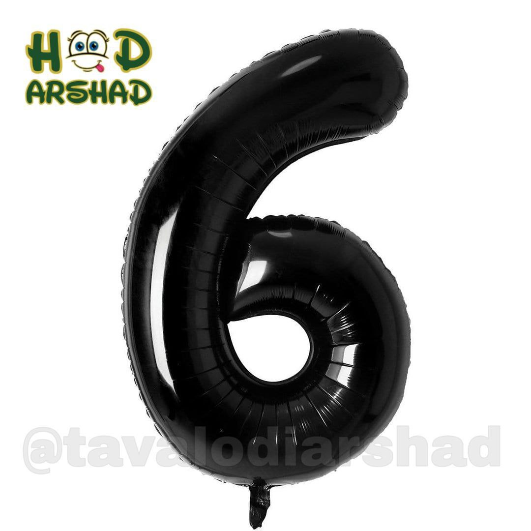 بادکنک فویلی عدد 6 مشکی ۲۶ اینچ
