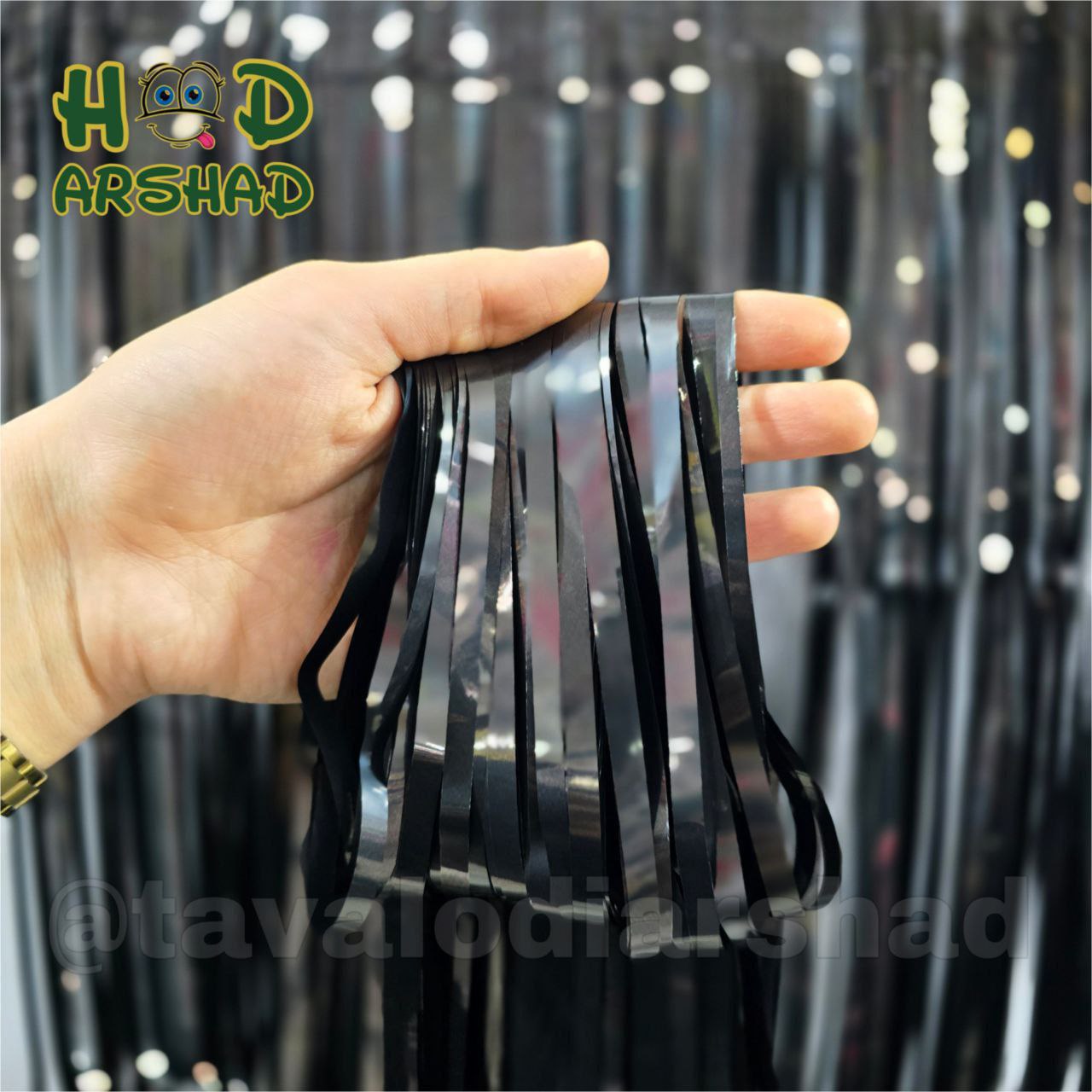 پرده متالایز چسب دار مشکی