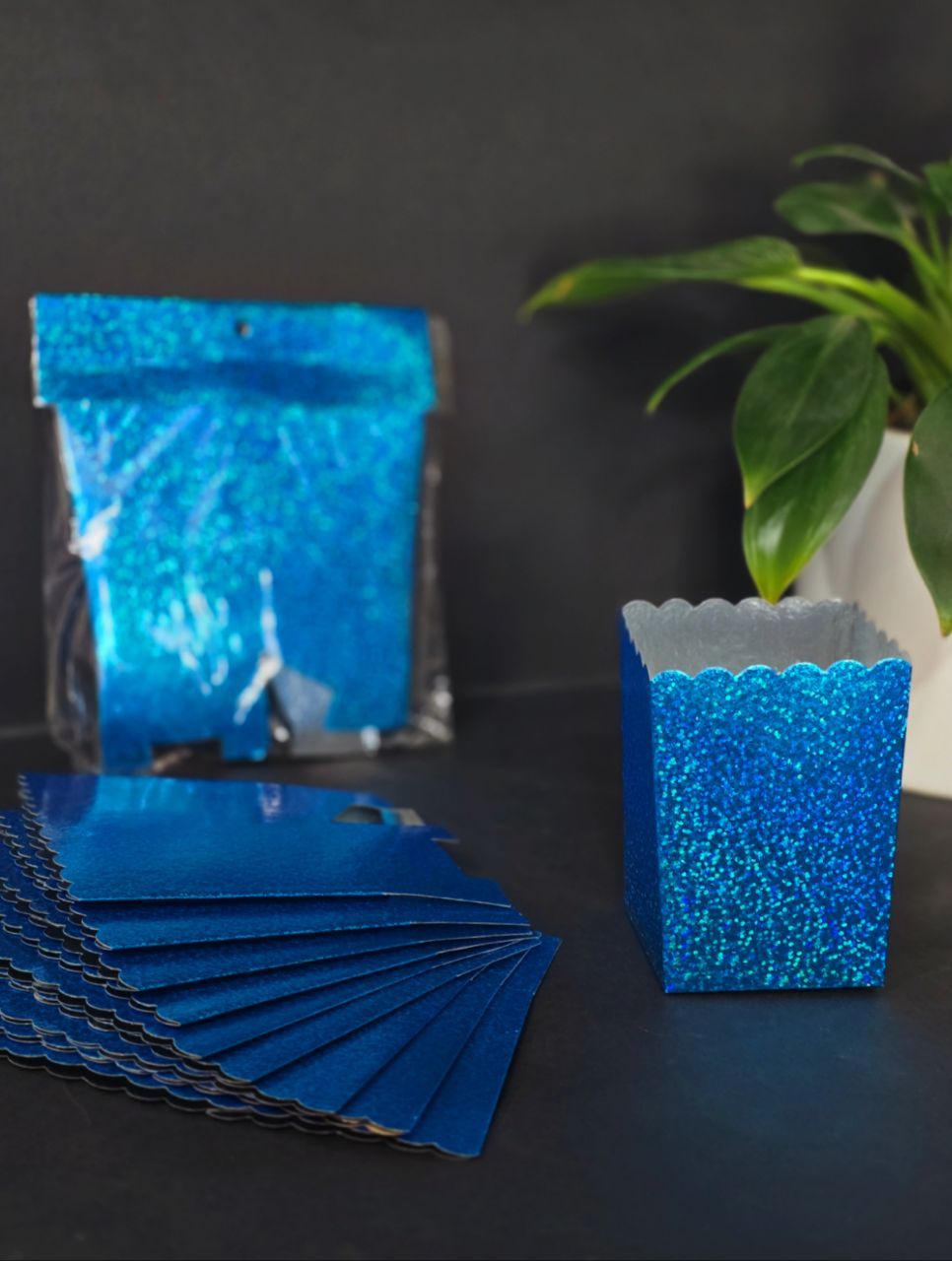 لیوان پاپکرن تک نفره هولوگرام آبی