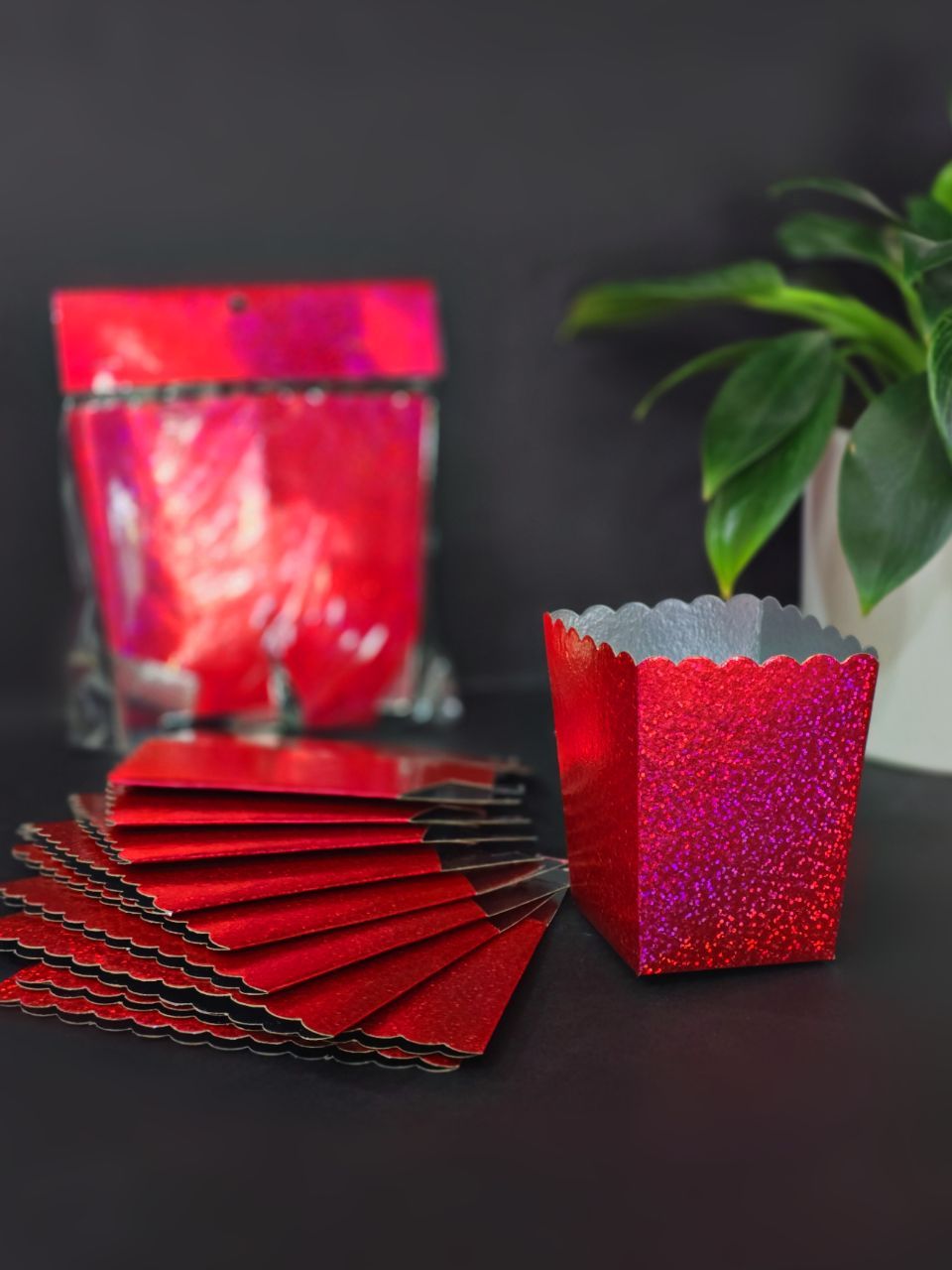 لیوان پاپکرن تک نفره هولوگرام قرمز