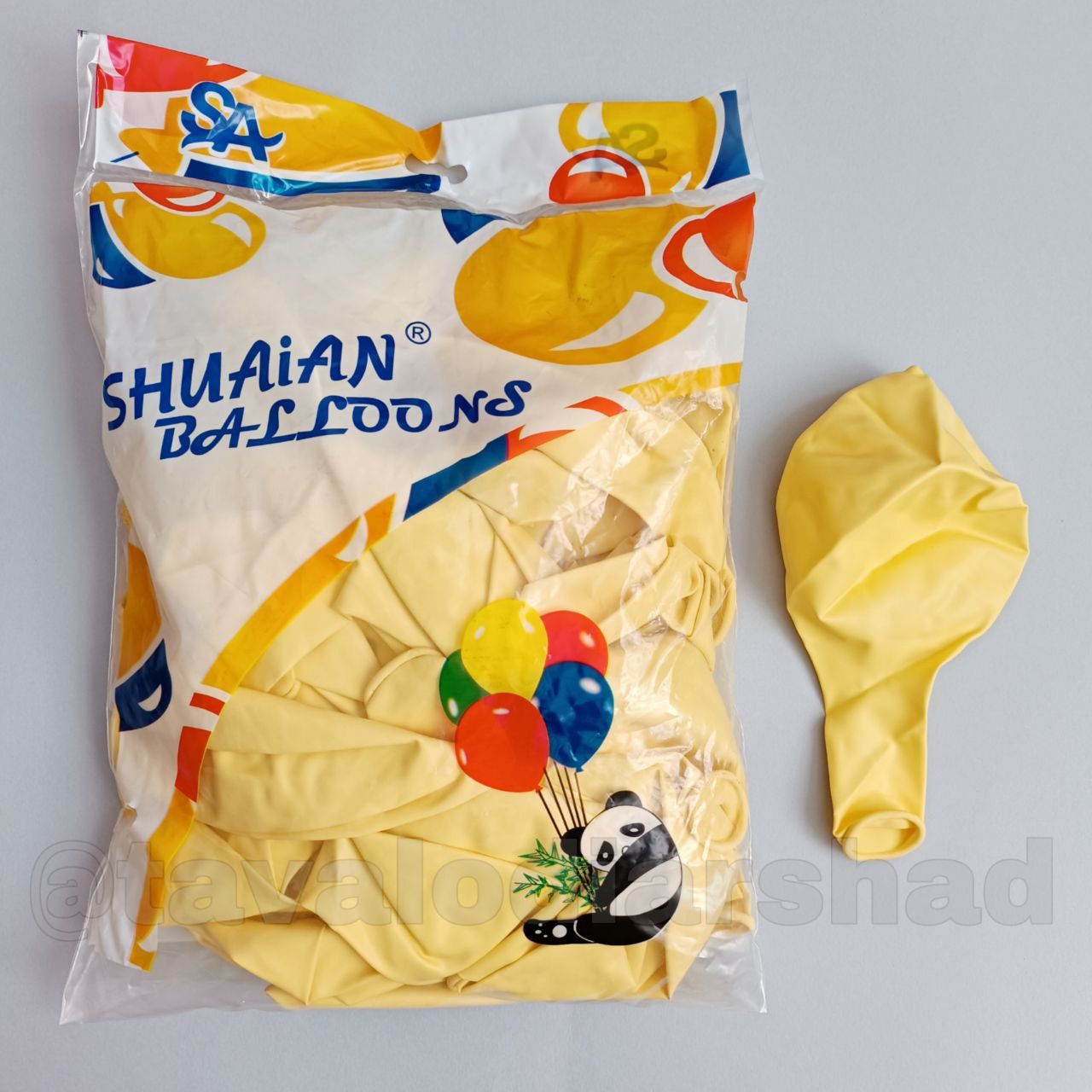 بادکنک ۱۸ اینچ پاندا زرد پاستل