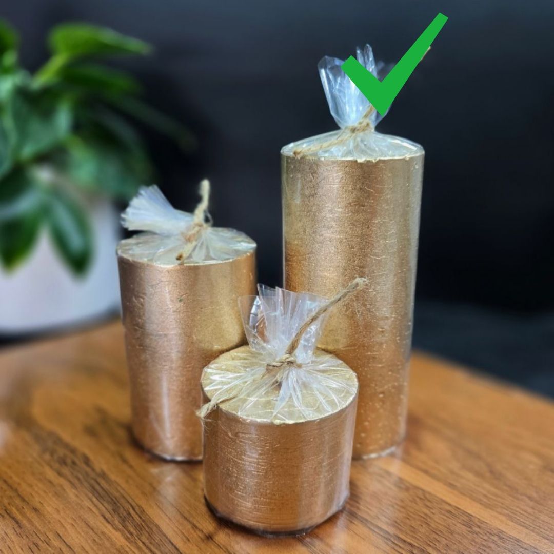 شمع استوانه طلایی سایز بزرگ کد ۶