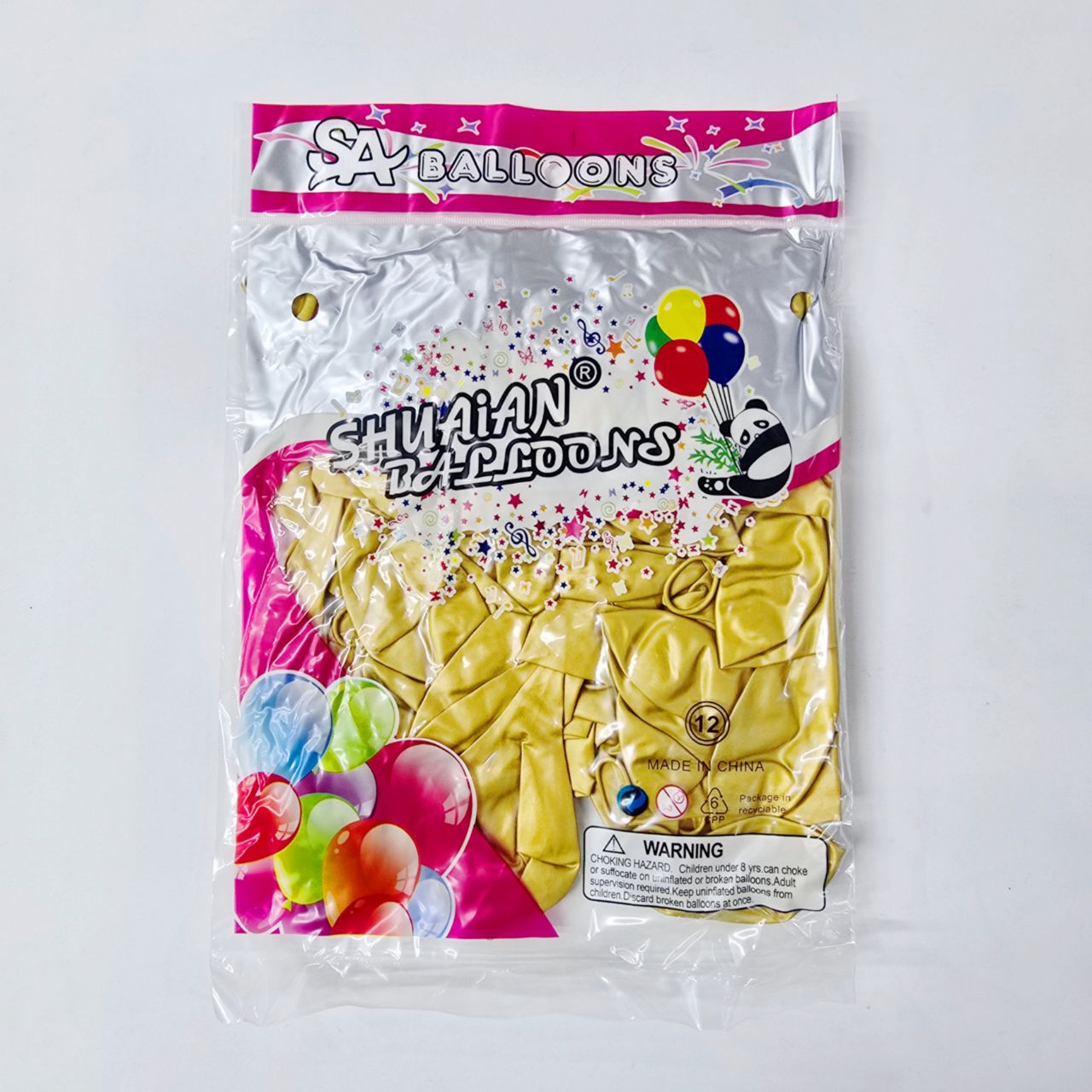 بادکنک کروم ۱۲ اینچ طلایی