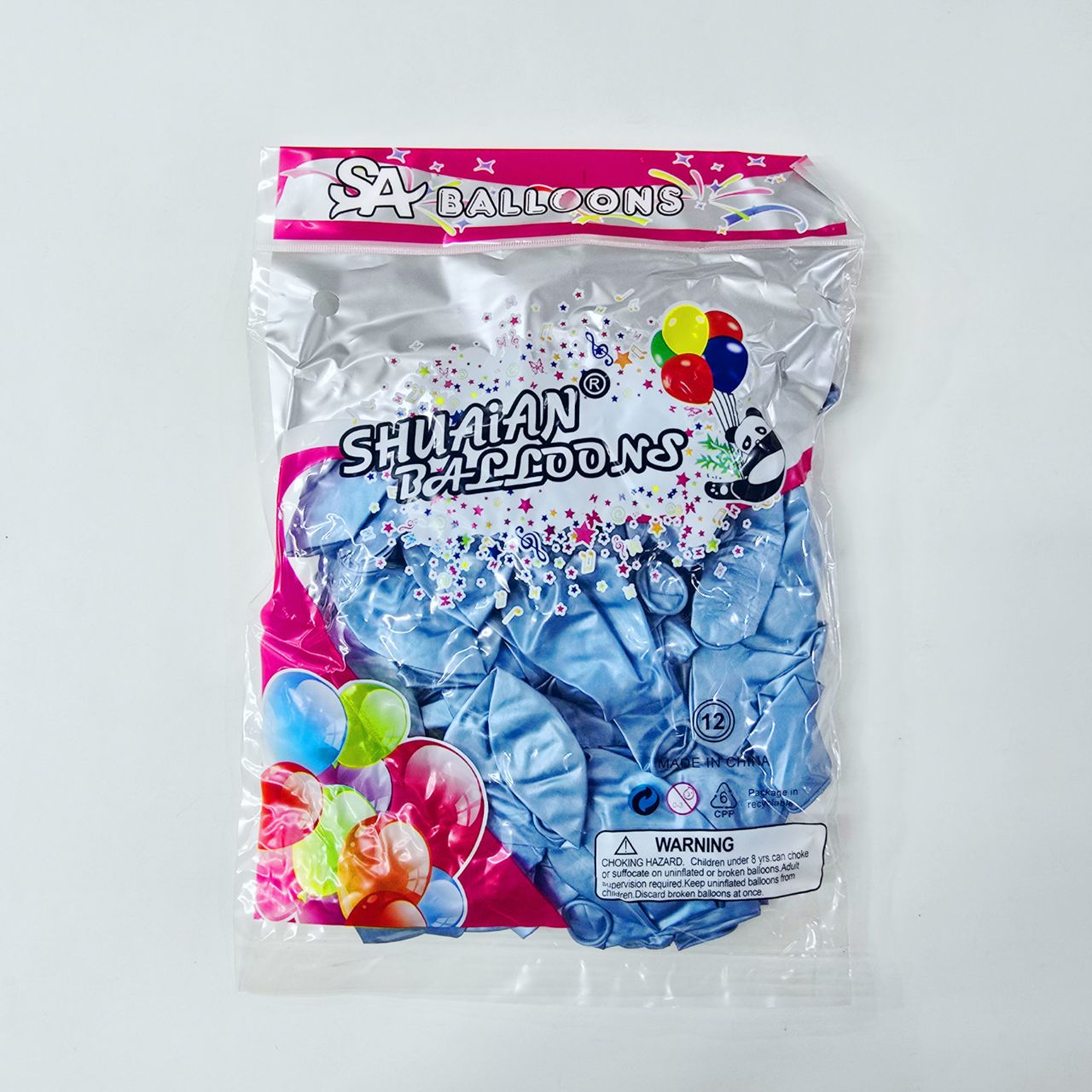 بادکنک کروم ۱۲ اینچ آبی کم رنگ