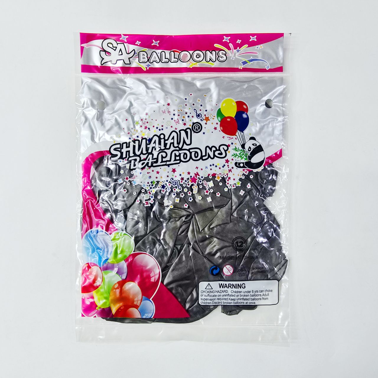 بادکنک کروم ۱۲ اینچ مشکی