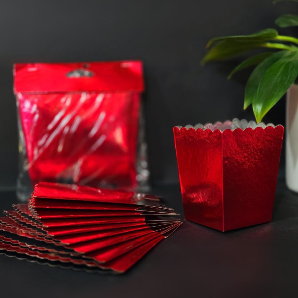 لیوان پاپکرن تک نفره متالایز قرمز