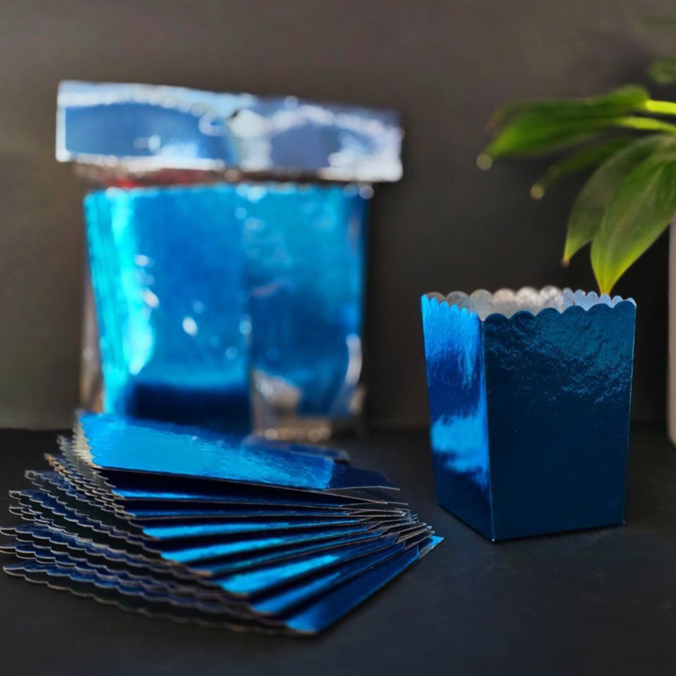 لیوان پاپکرن تک نفره متالایز آبی