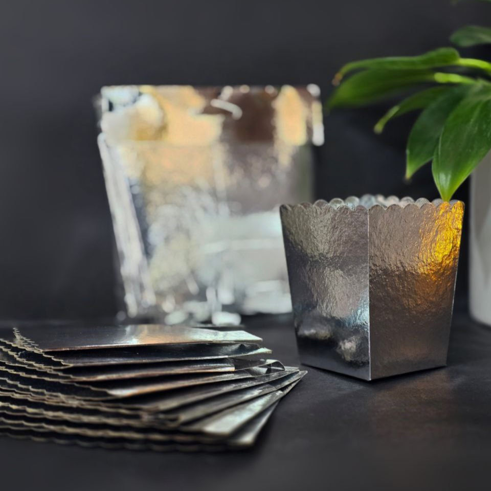 لیوان پاپکرن تک نفره متالایز نقره ای