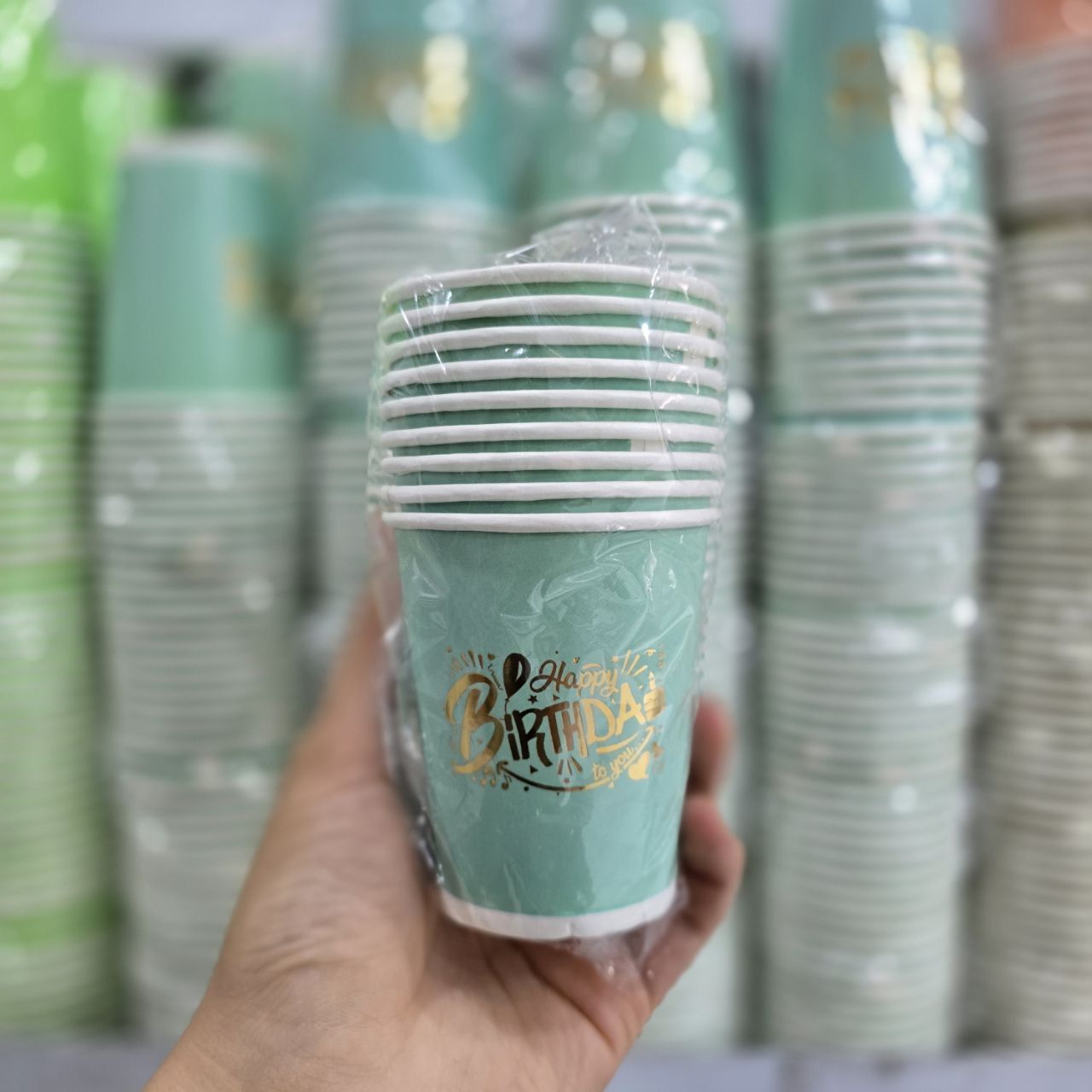 لیوان پاستیلی طلاکوب سبزآبی