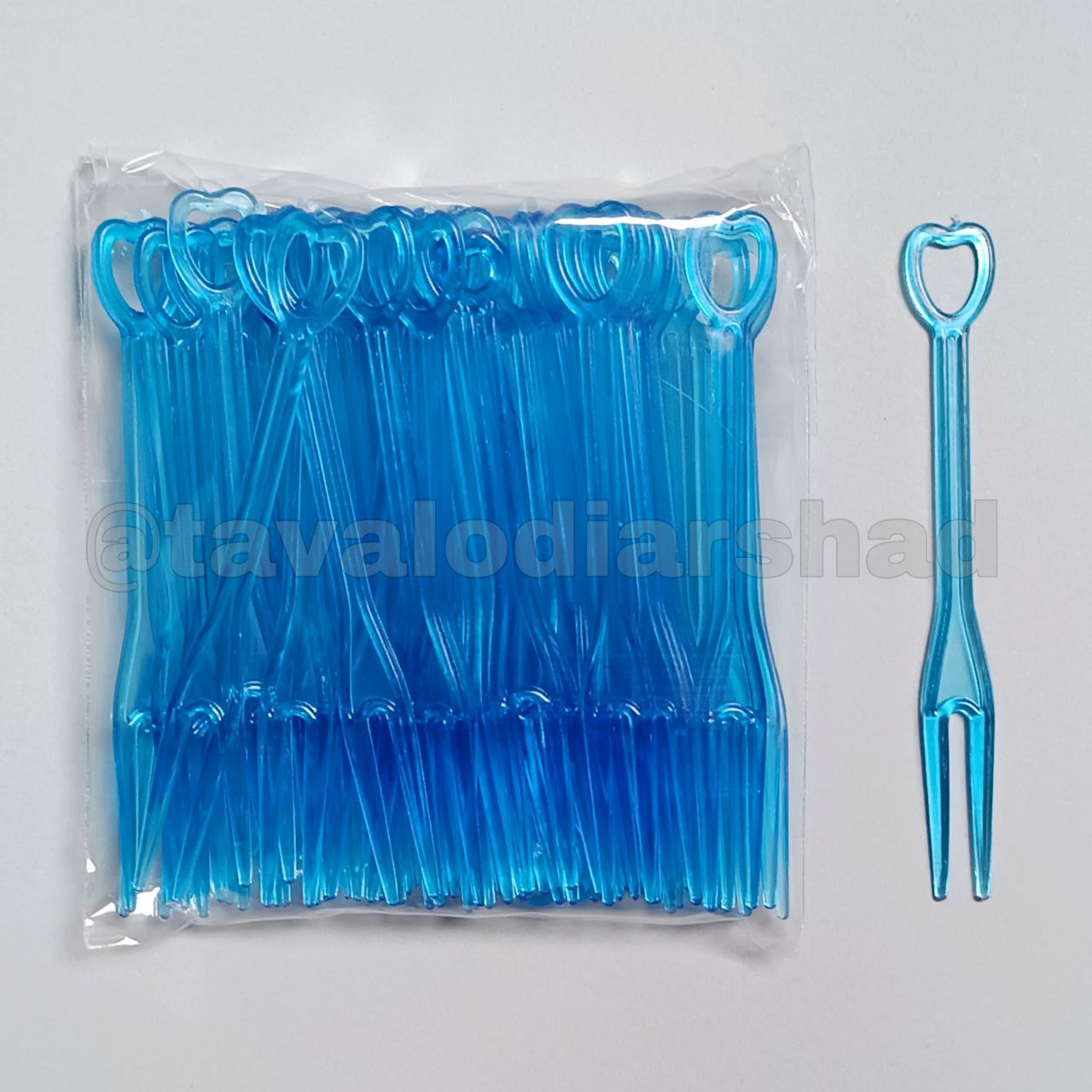 چنگال دو شاخ آبی بسته ۵۰ عددی