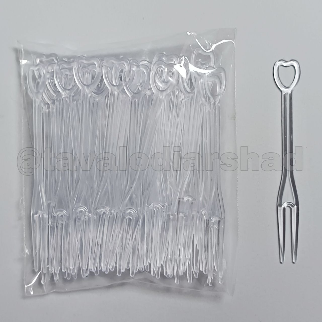 چنگال دو شاخ شفاف بسته ۵۰ عددی