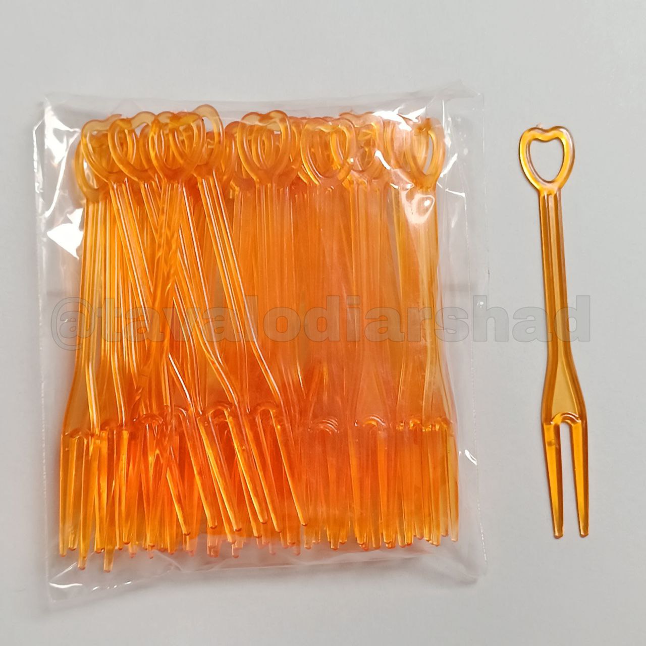 چنگال دو شاخ نارنجی بسته ۵۰ عددی