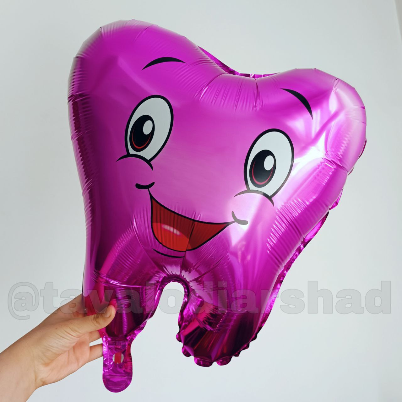 بادکنک فویلی گرد دندان صورتی