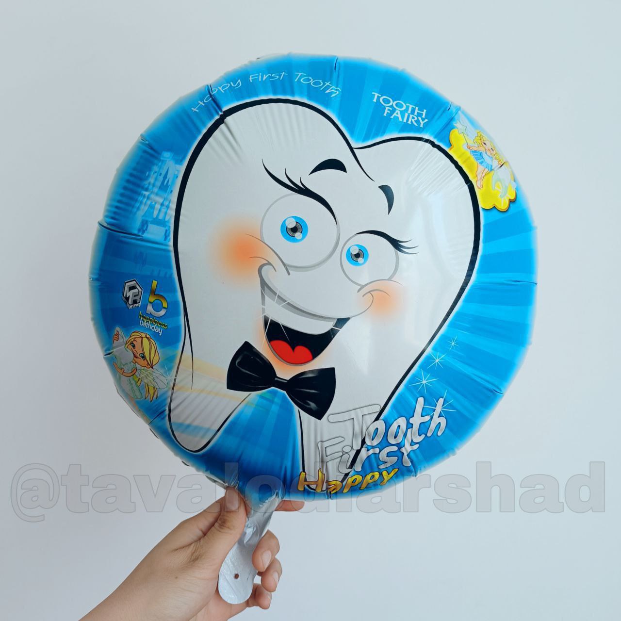 بادکنک فویلی گرد دندان آبی