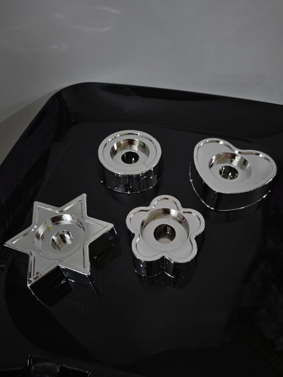 جا شمعی دو کاره نقره ای