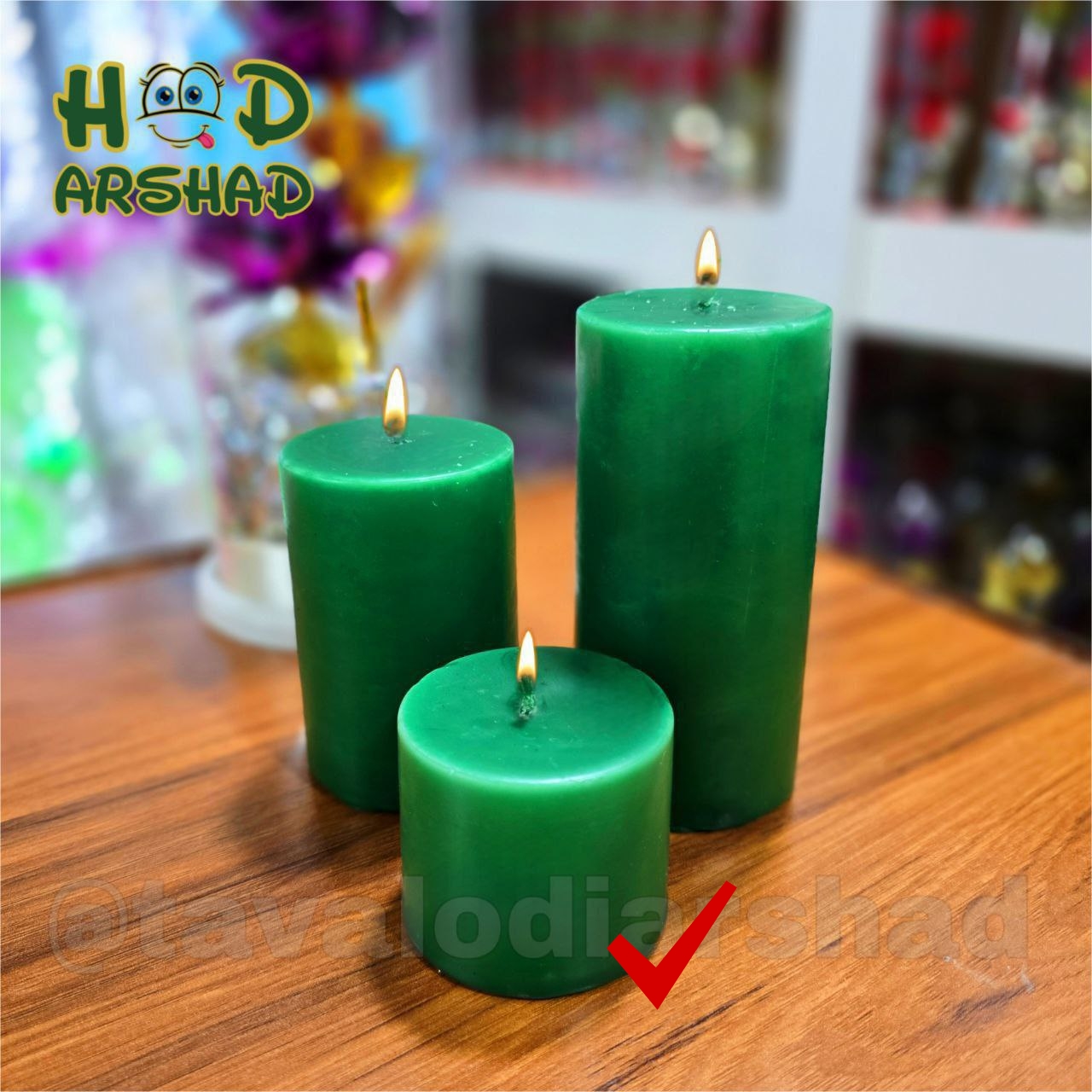 شمع استوانه سبز سایز کوچک کد ۲