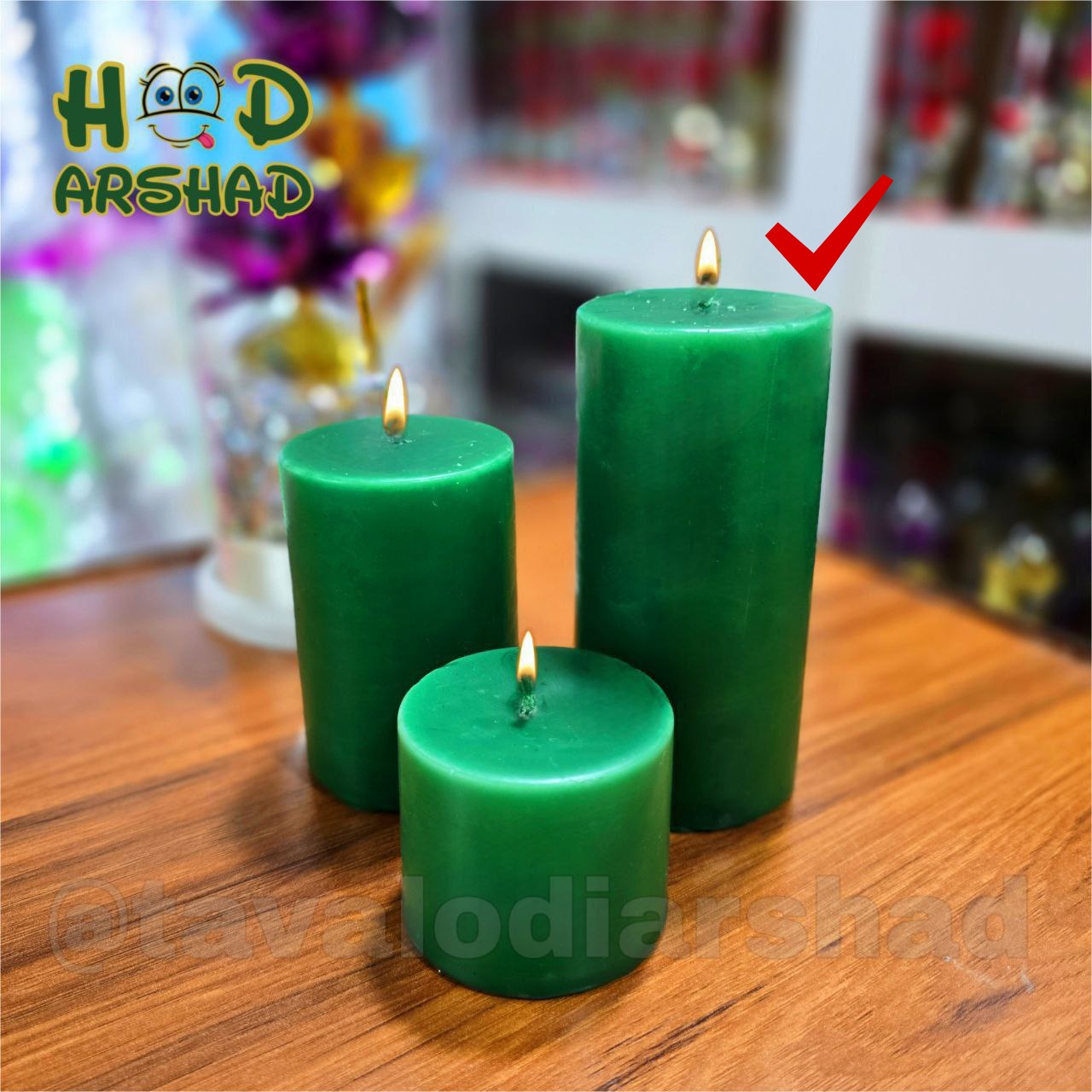 شمع استوانه سبز سایز بزرگ کد ۶