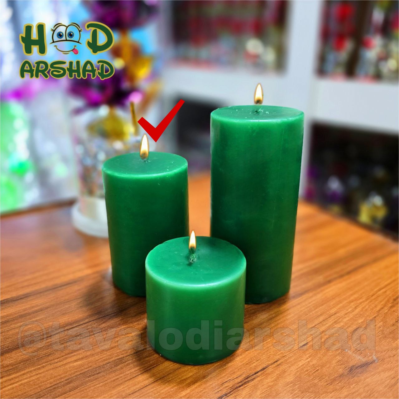 شمع استوانه سبز سایز متوسط کد ۴