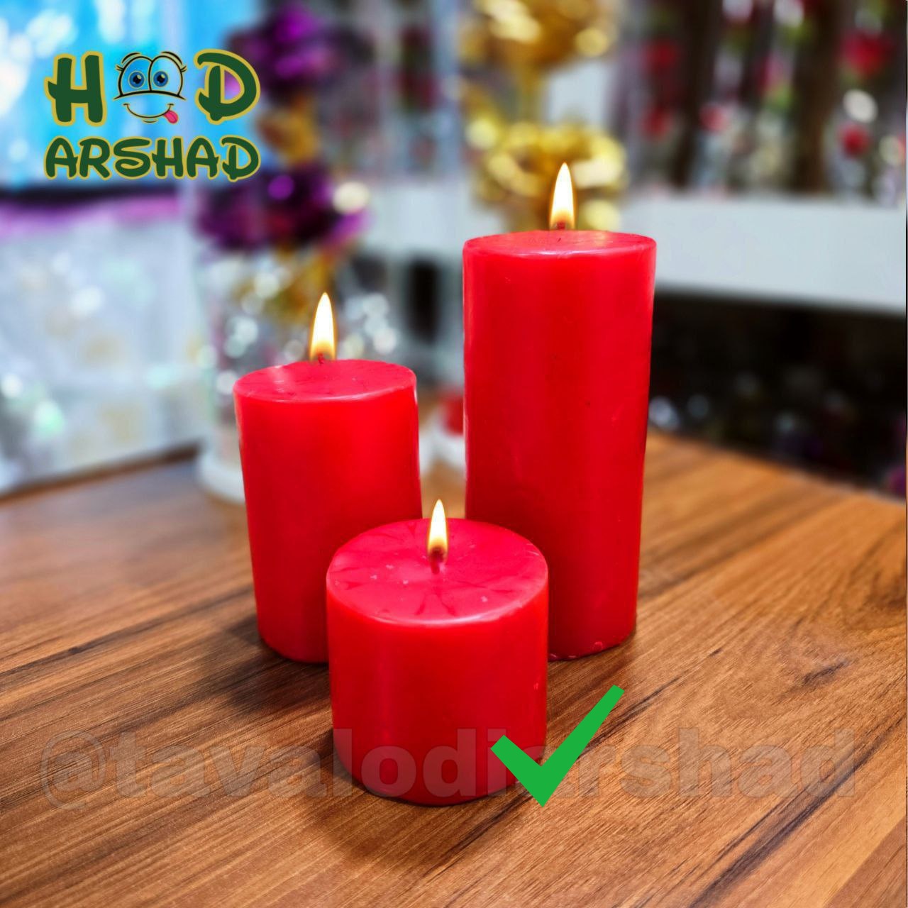 شمع استوانه قرمز سایز کوچک کد ۲