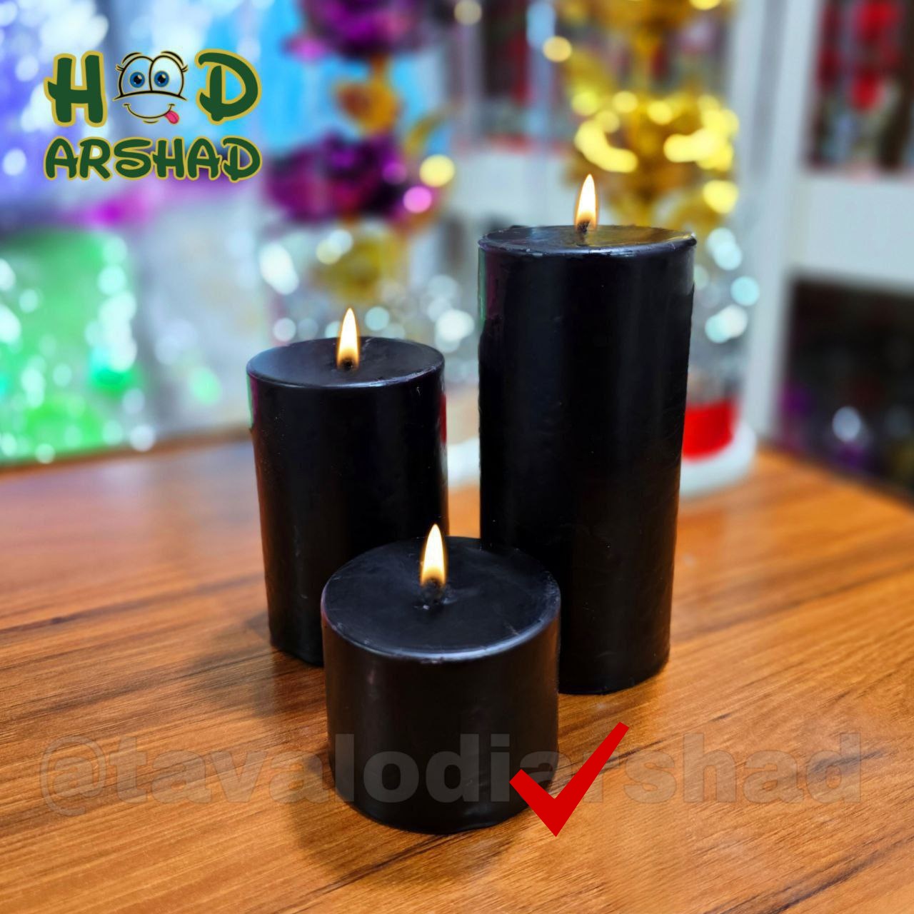 شمع استوانه مشکی سایز کوچک کد ۲