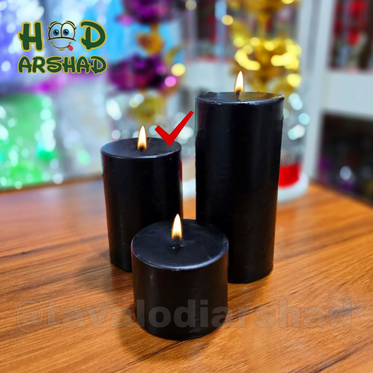 شمع استوانه مشکی سایز متوسط کد ۴