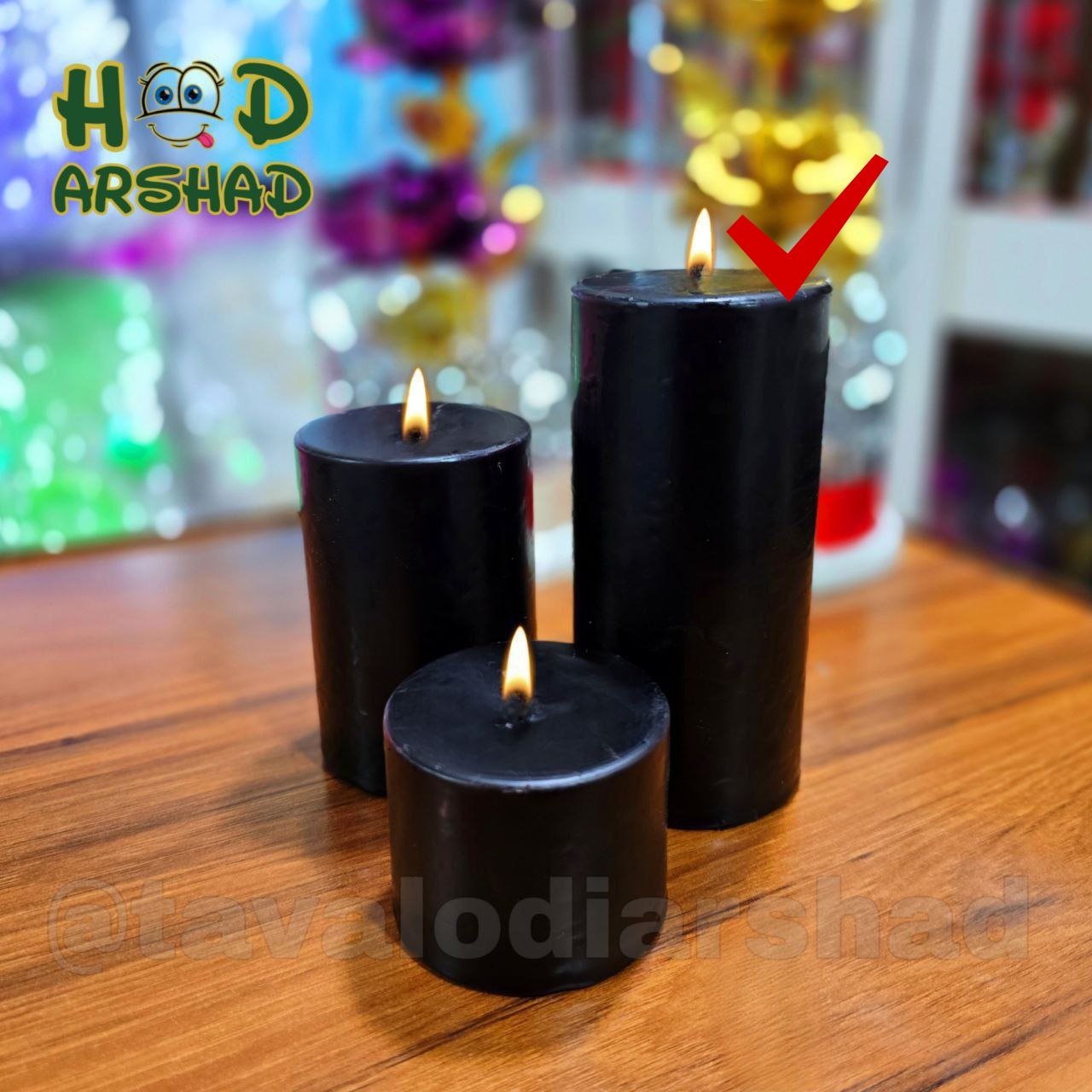 شمع استوانه مشکی سایز بزرگ کد ۶